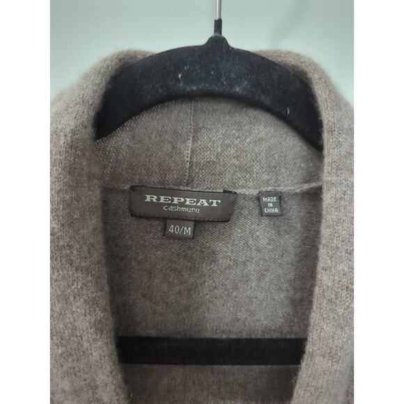 REPEAT Cashmere Brown Twist Front Ruffle Sweater - Picture 4 of 5